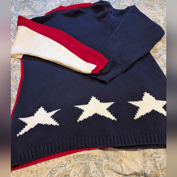 Casual Corner American Flag 100% Cotton Vintage cardigan Sweater - Picture 8 of 8